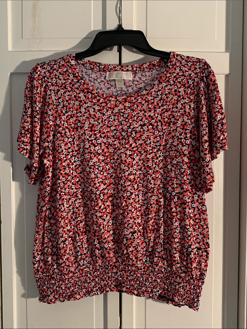 MICHAEL Michael Kors Multi-colored Floral Print Short Sleeve Blouse EUC